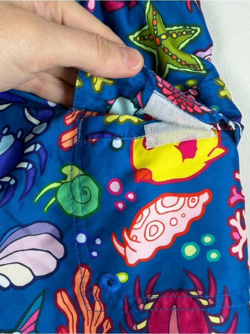 Boy's Spicy Tuna Blue Shells Fish Swim Shorts Lined Trunks Starfish Ocean 3T